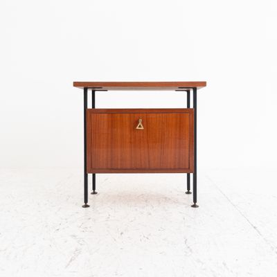 Italian vintage nightstand in lacquered wood and metal frame, 1960s