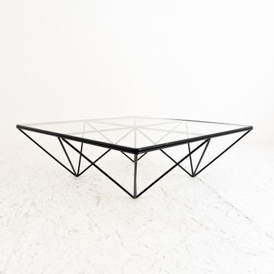 Alanda-style Coffee Table in Glass and Metal, Design Inspired by Paolo Piva