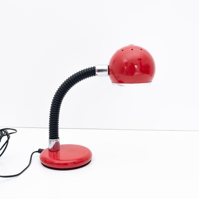 Red Space Age table lamp, vintage 1960s