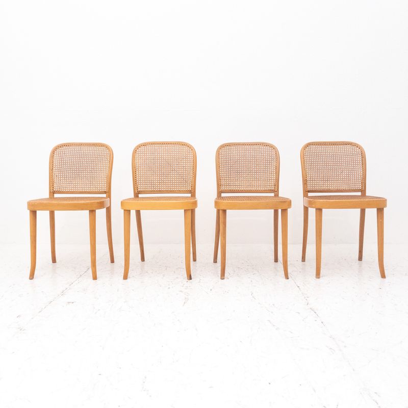 Set of 4 chairs in bentwood and Vienna straw, Sautto&amp;Liberale