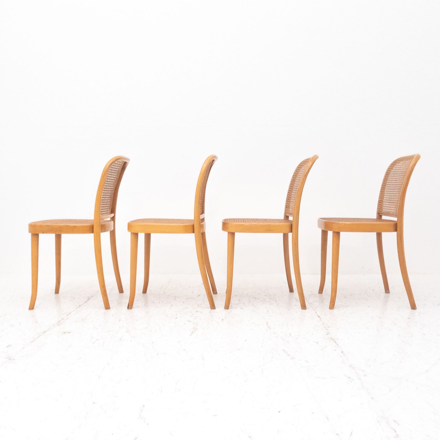 Set of 4 chairs in bentwood and Vienna straw, Sautto&amp;Liberale