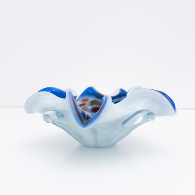 Vintage Murano Glass Bowl Tutti i Frutti – Multicolored with Blue Outlines