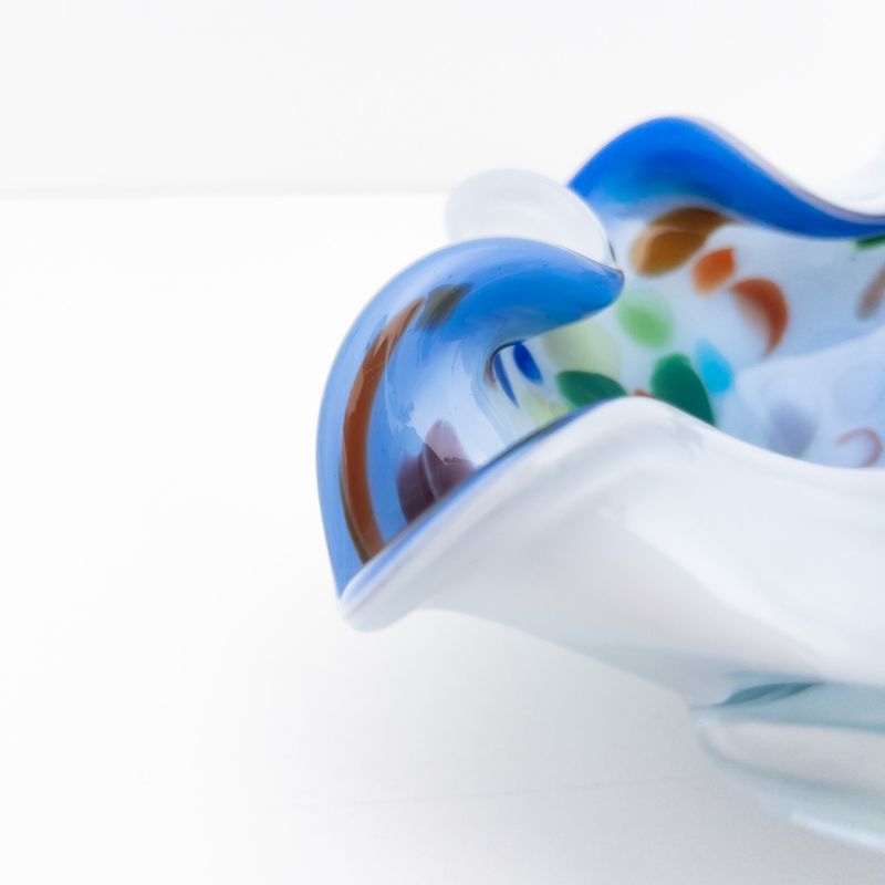 Vintage Murano Glass Bowl Tutti i Frutti – Multicolored with Blue Outlines