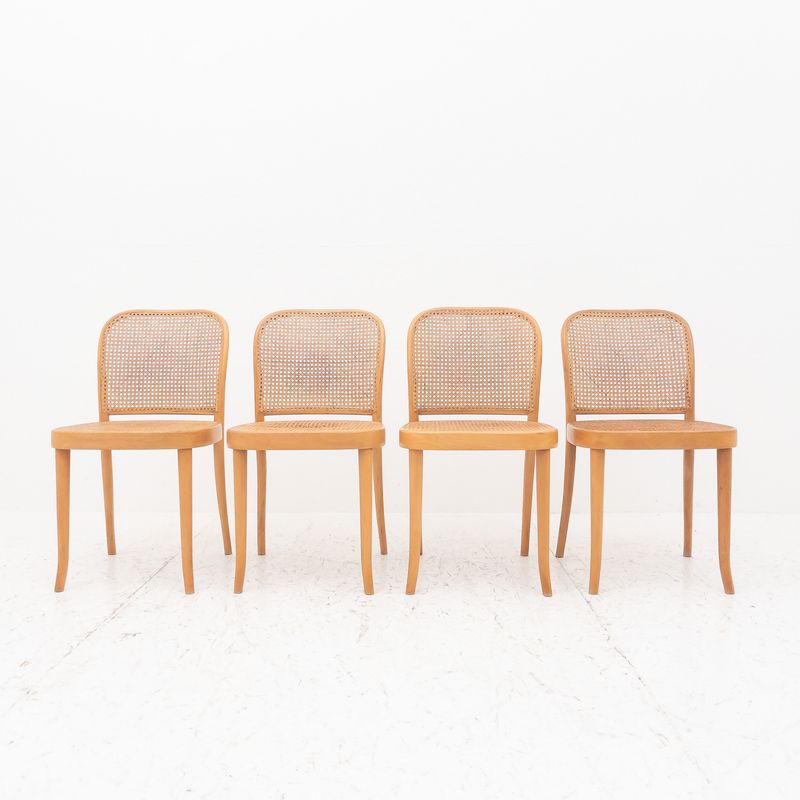 Set of 4 chairs in bentwood and Vienna straw, Sautto&amp;Liberale