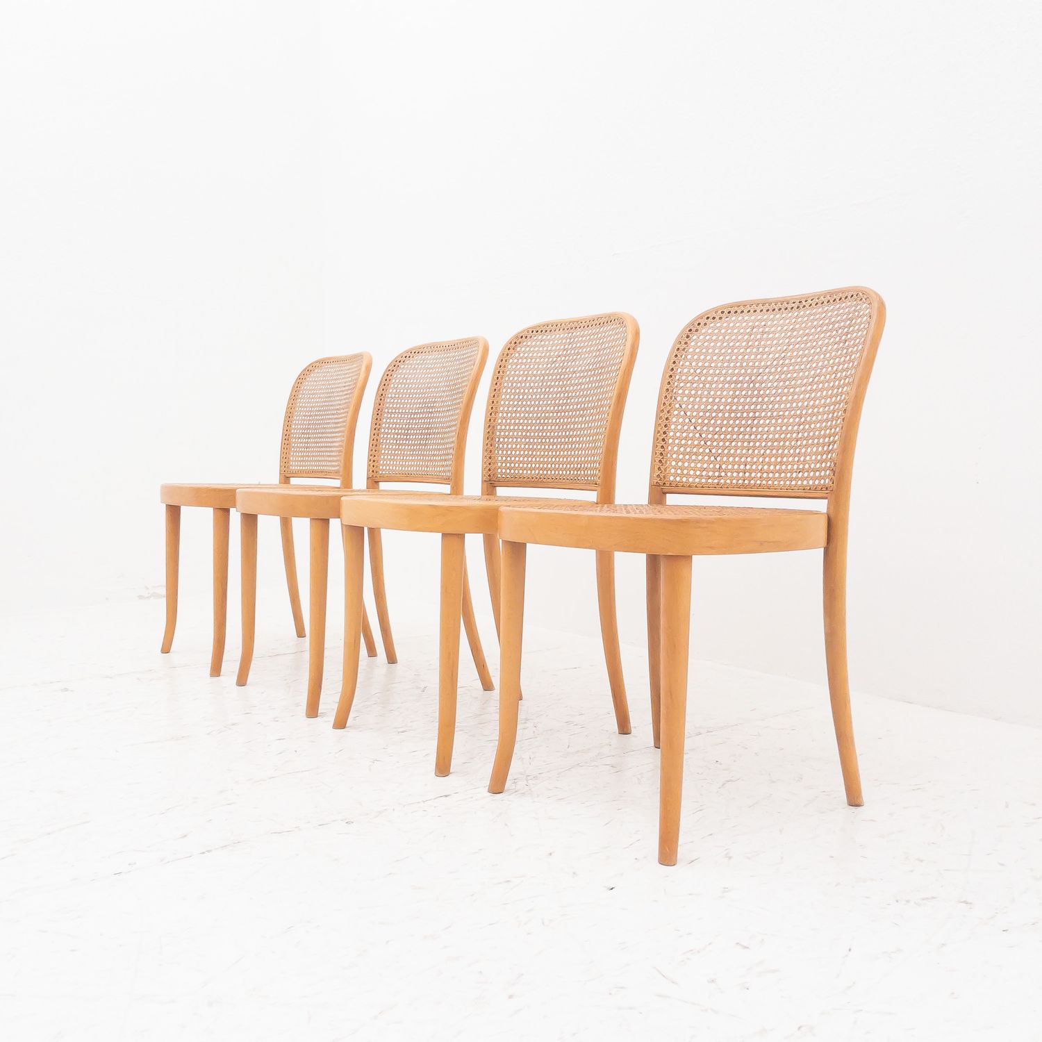 Set of 4 chairs in bentwood and Vienna straw, Sautto&amp;Liberale