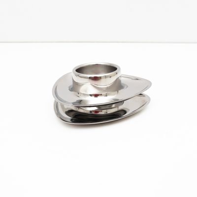 Set of 2 Triangular Stainless Steel Egg Cups by Alessi, 1970s