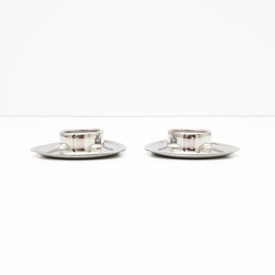 Set of 2 Triangular Stainless Steel Egg Cups by Alessi, 1970s