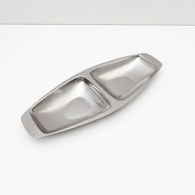 Vintage Alfra Alessi stainless steel antipasto dish with two compartments, 1970s