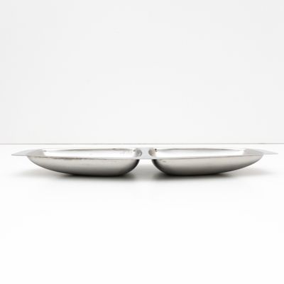 Vintage Alfra Alessi stainless steel antipasto dish with two compartments, 1970s