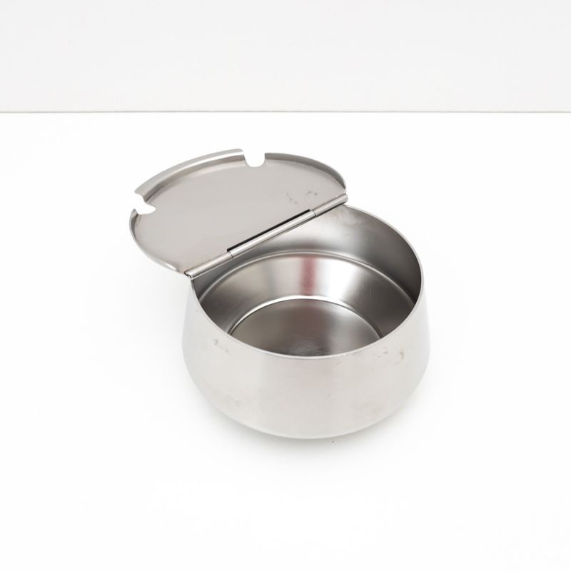 Vintage Alfra Alessi stainless steel sugar bowl with double spoon slot, Italy 1970s