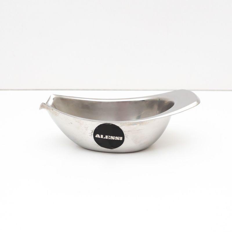 Vintage satin stainless steel sauce boat by Alessi, 1970s