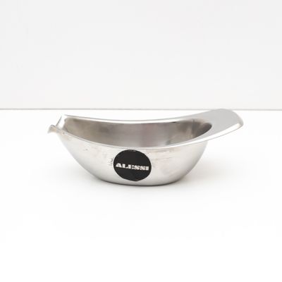 Vintage satin stainless steel sauce boat by Alessi, 1970s