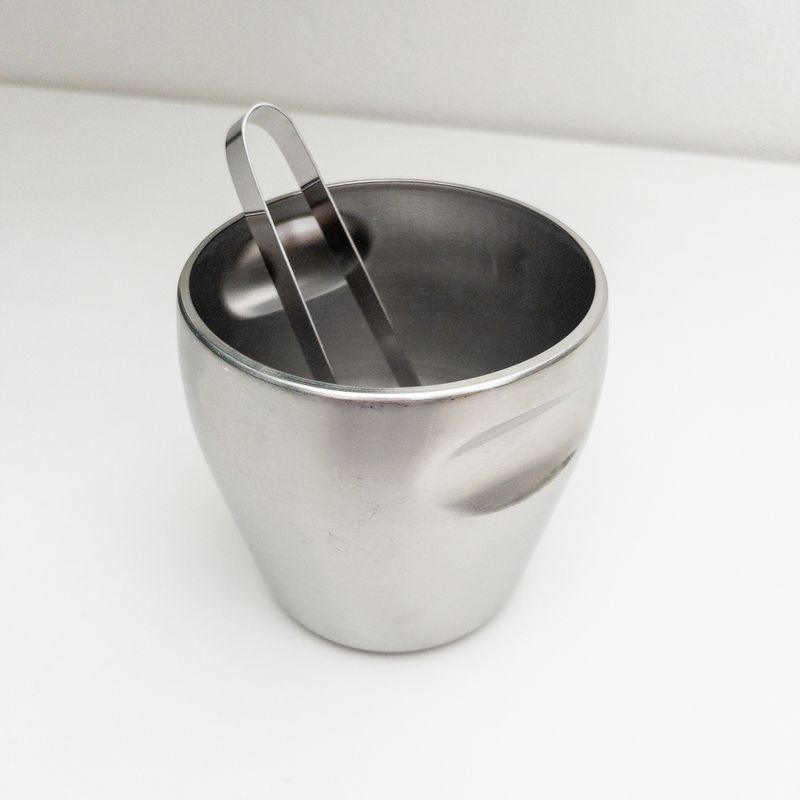 871 series ice bucket in steel Design Luigi Massoni and Carlo Mazzeri for Alfra Alessi