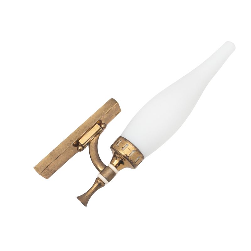 1950s brass and opaline glass wall lamp