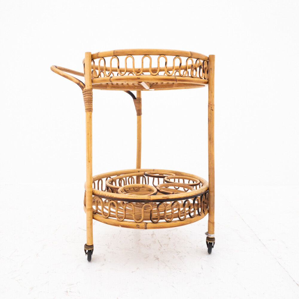 Bamboo food trolley, Italy 1970s