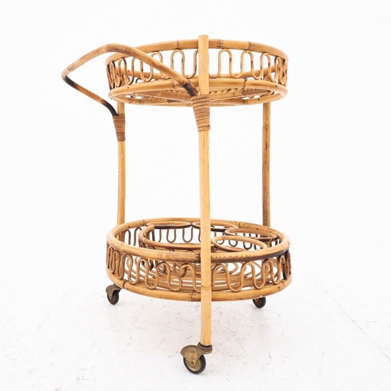 Bamboo food trolley, Italy 1970s
