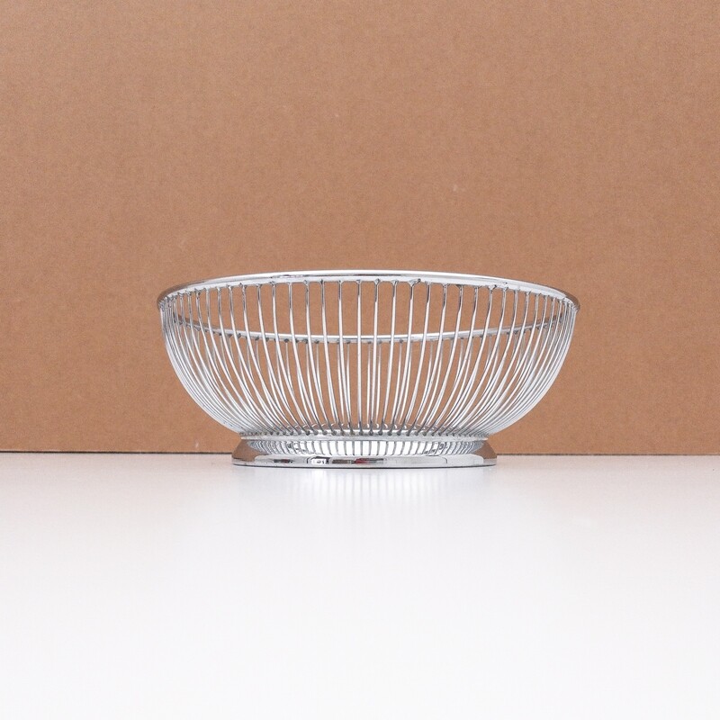 Round stainless steel wire basket by Alfra Alessi, Italy, 1970s