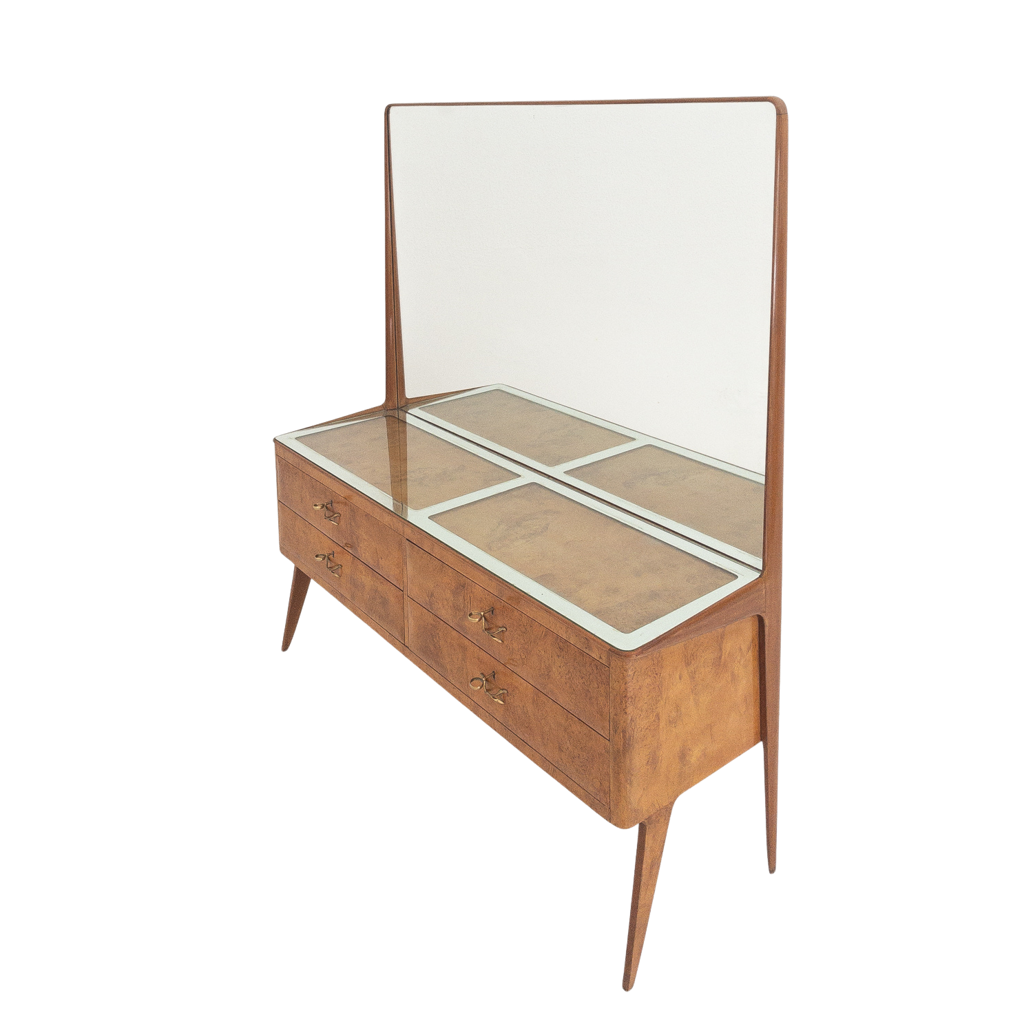 Burl chest of drawers with mirror, Italy 1960s