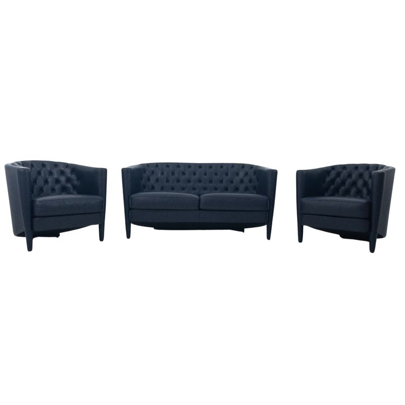Rich Cushion capitoné two-seater sofa and set of 2 armchairs designed by Antonio Citterio for Moroso, Italy 1989