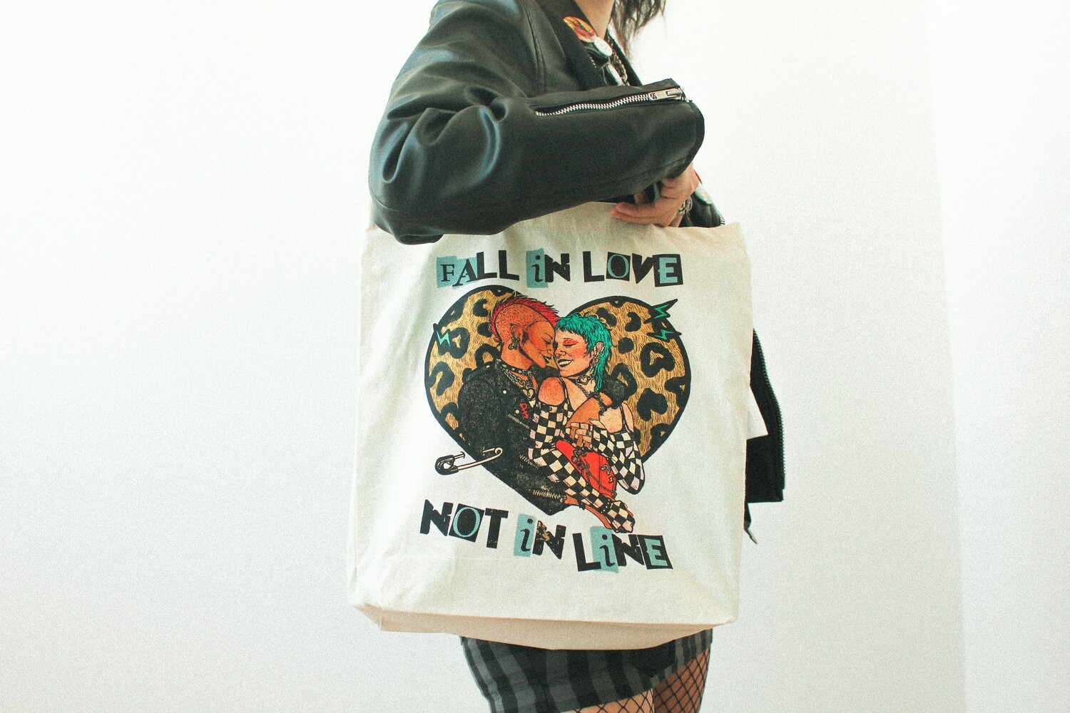 Fall in love not in line totebag