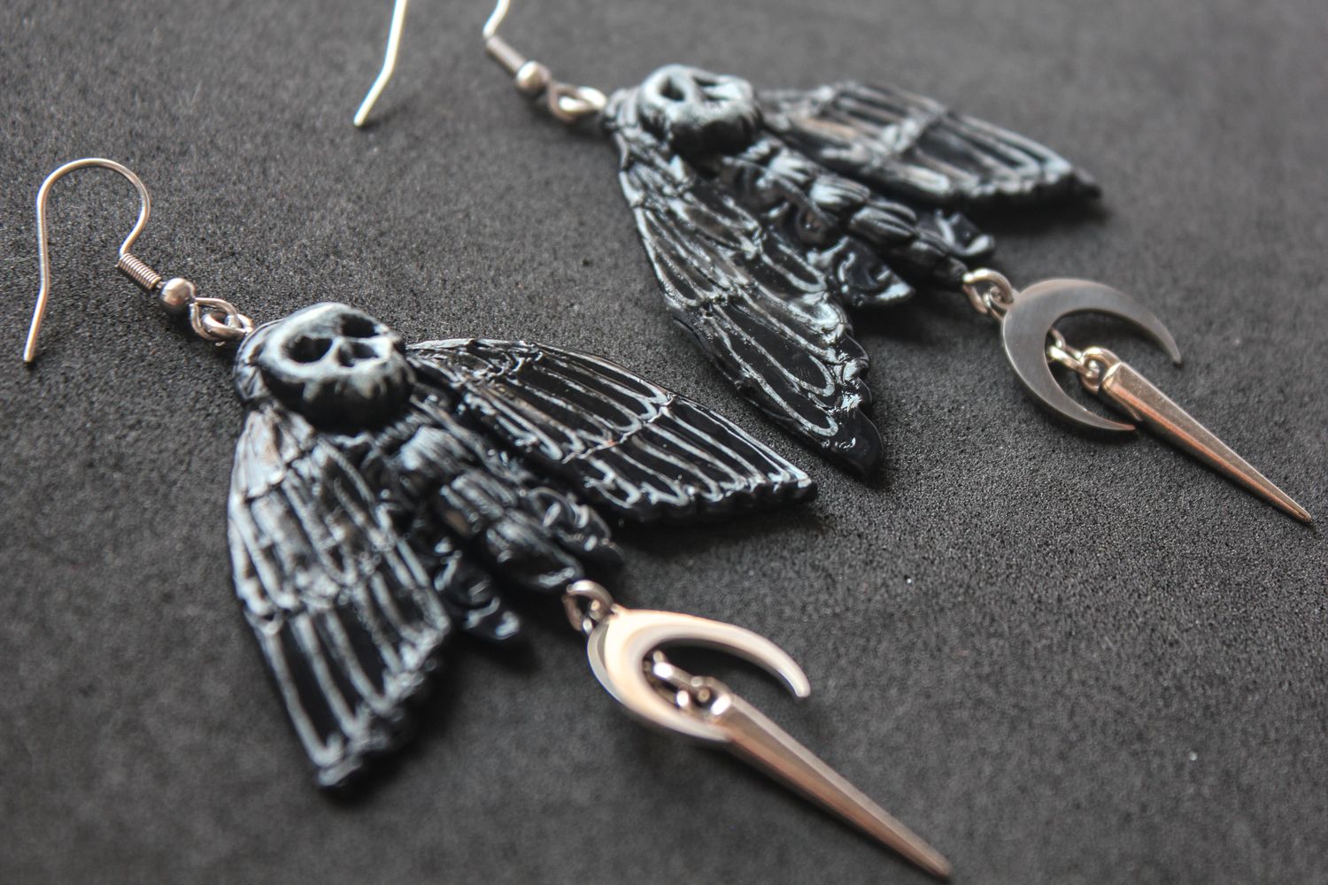 Death moth earrings