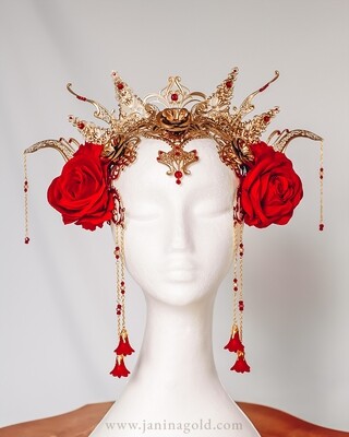 Golden Flower Crown - Red