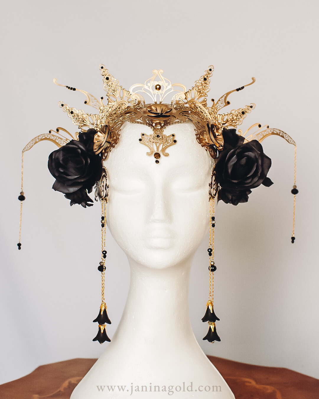 Gold Flower Crown - Black