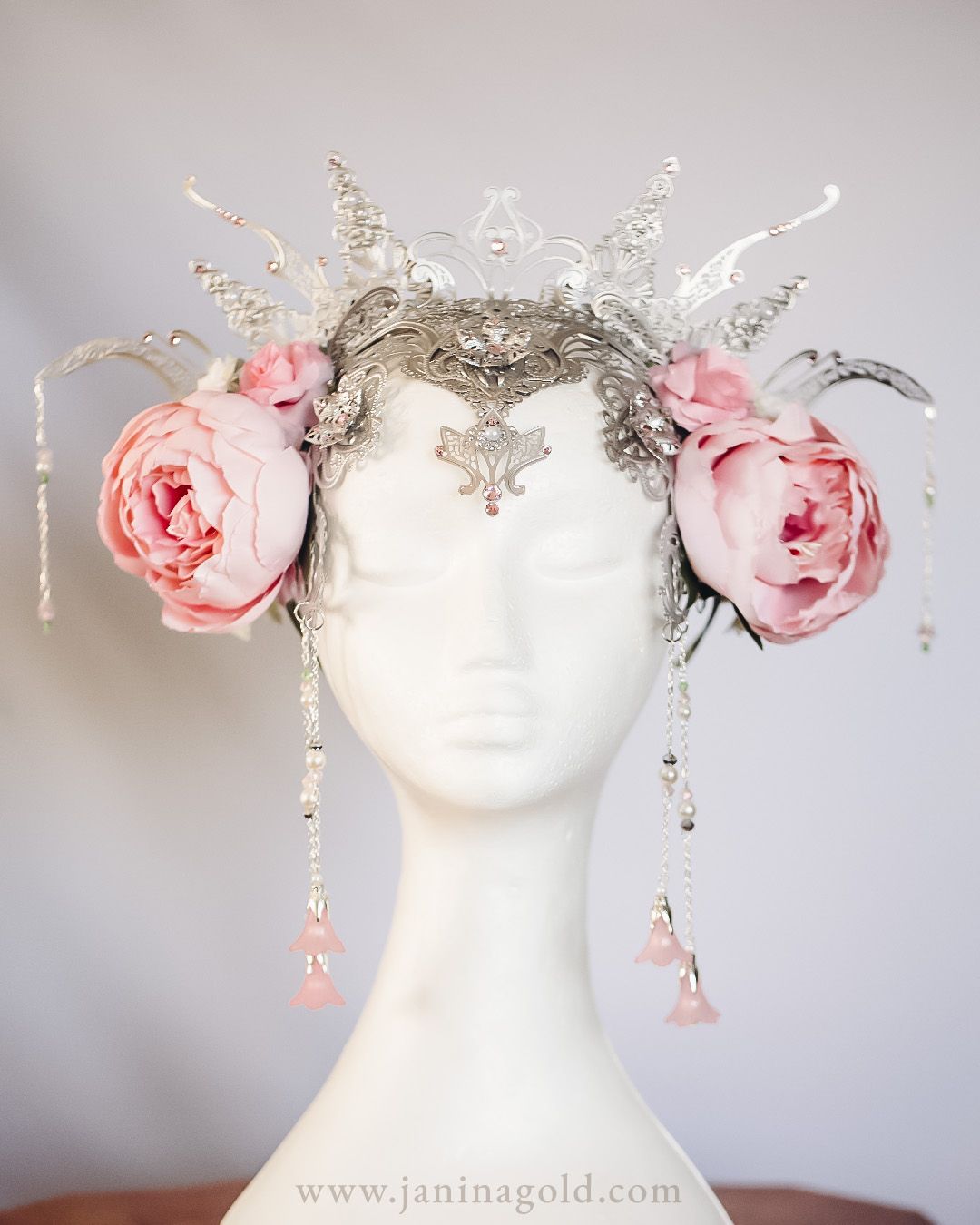 Pink and silver flower crown