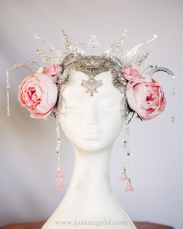 Pink and silver flower crown