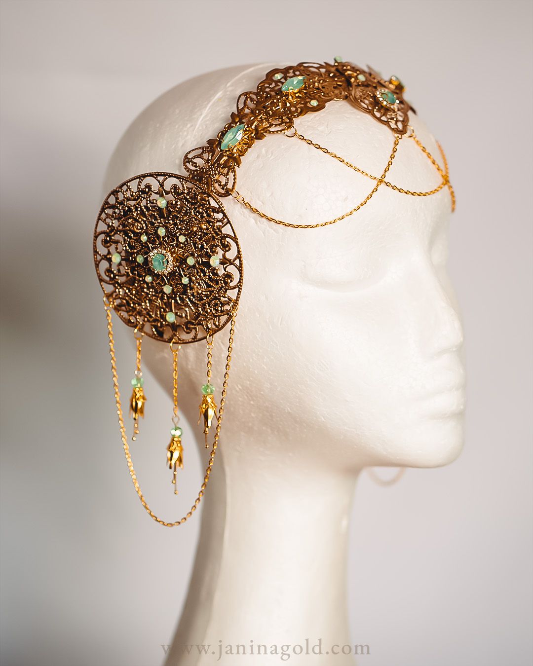Golden Art Nouveau Crown - Green