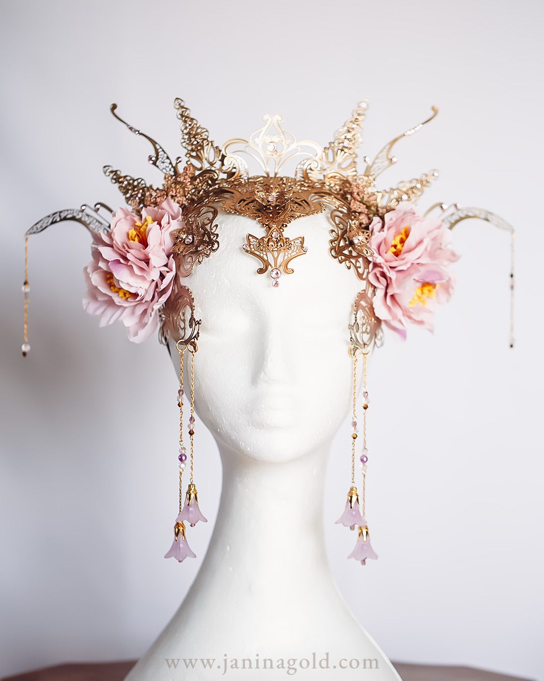 Gold Flower Crown - Pink