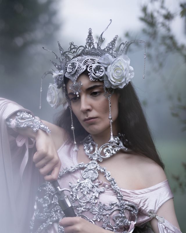 Silver Flower Crown - White