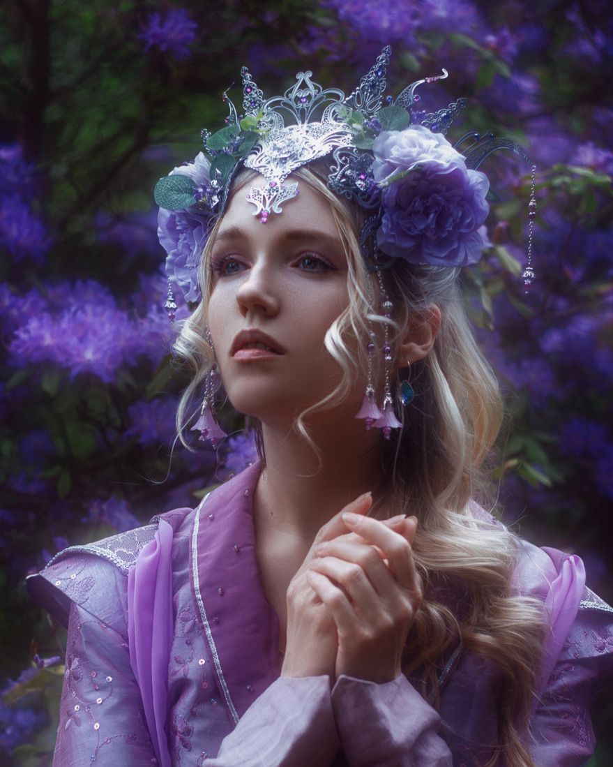 Silver Flower Crown - Purple