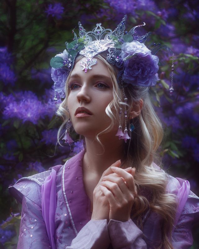 Silver Flower Crown - Purple