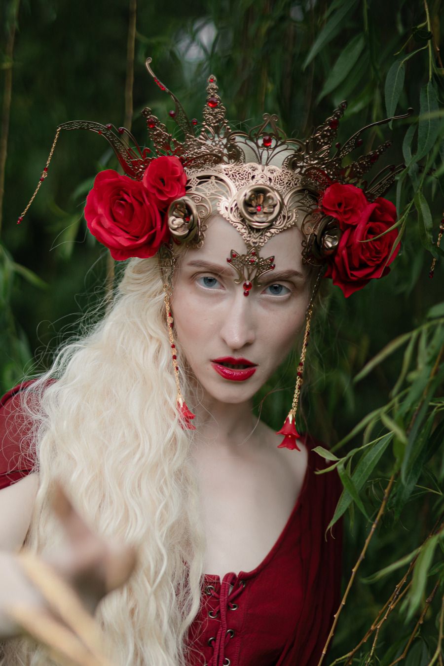 Golden Flower Crown - Red