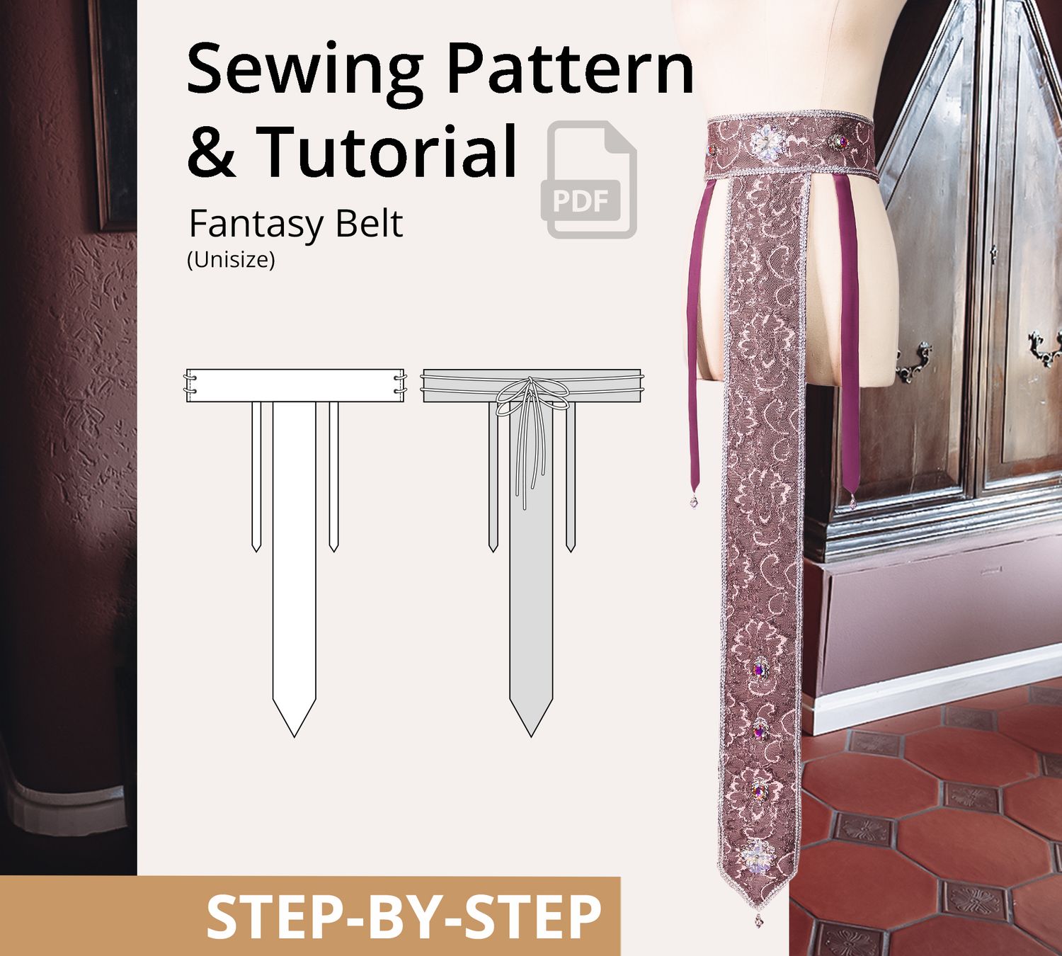 Fantasy Belt Sewing Pattern PDF