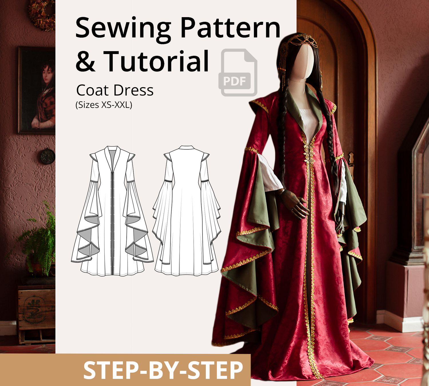 Coat Dress Sewing Pattern PDF