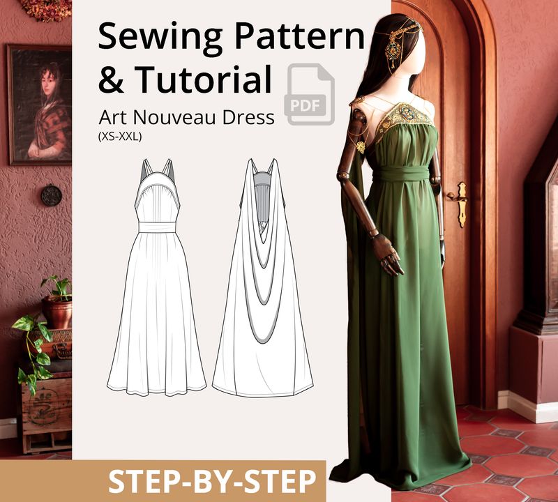 Art Nouveau Dress Sewing Pattern PDF
