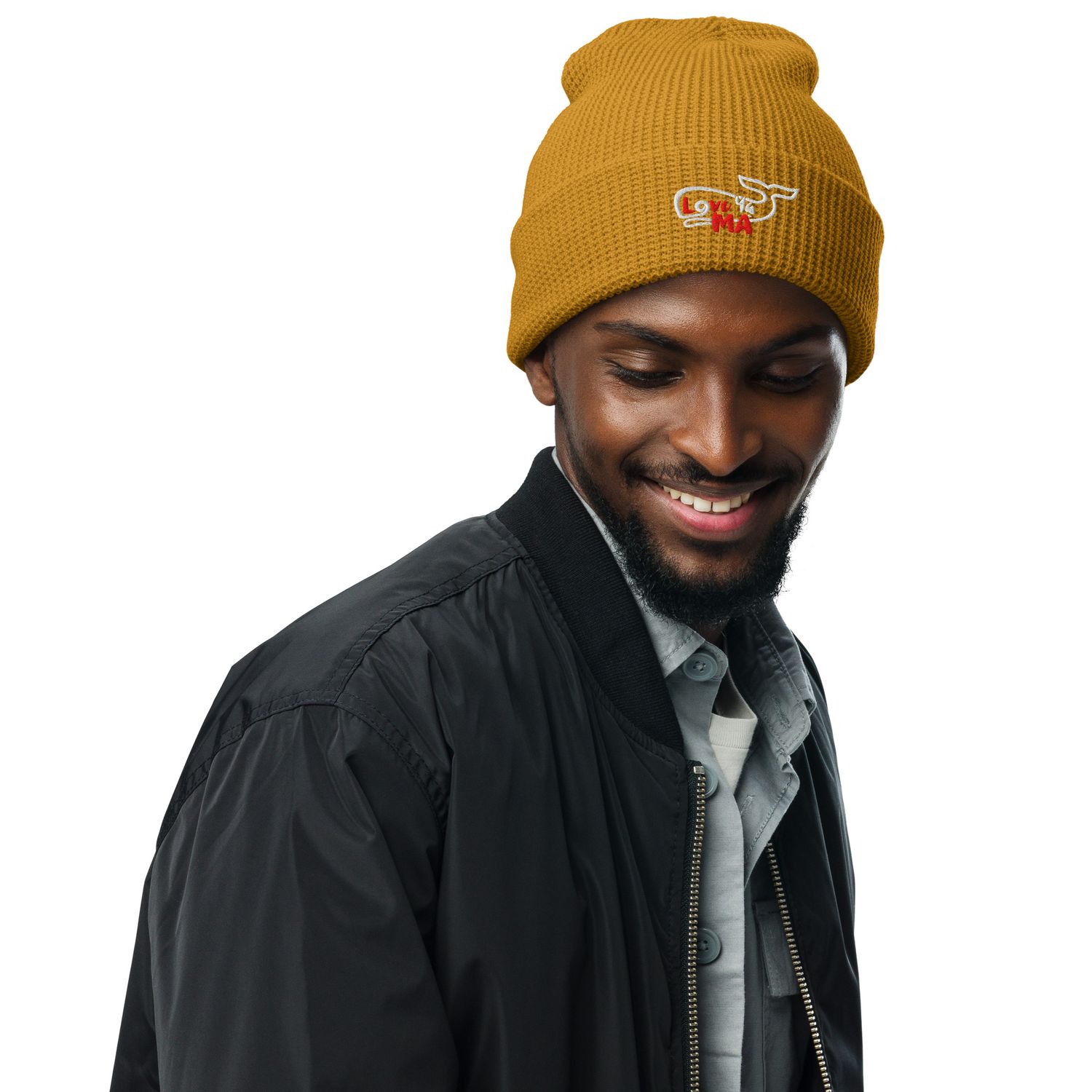 LYM mustard Waffle beanie