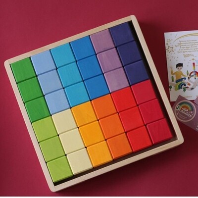 Bright Rainbow Cube Blocks - 36 pieces