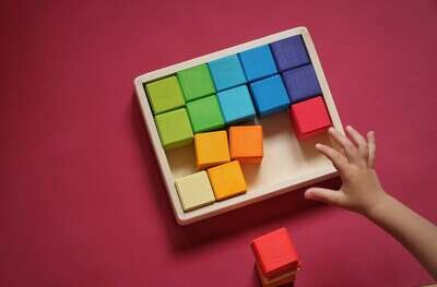 Bright Rainbow Cube Blocks - 20 pieces