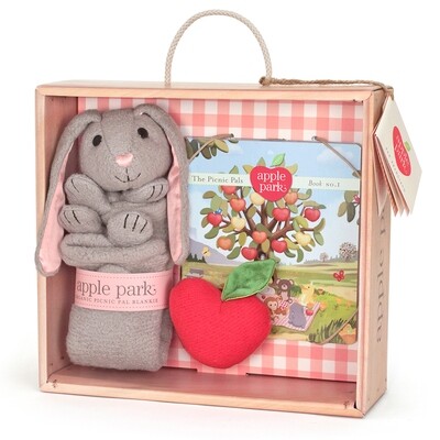 Apple Park - Bunny Blankie, Book And Rattle Gift Crate
