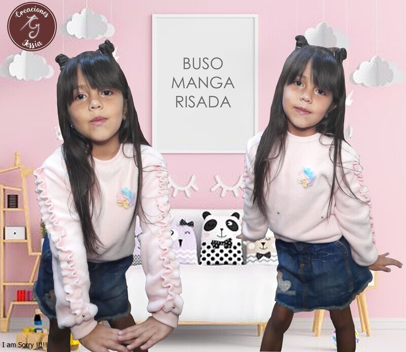 Buso manga risada con aplique en perlas
