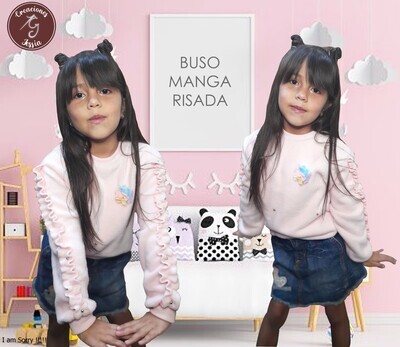 Buso manga risada con aplique en perlas