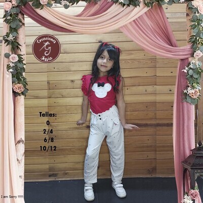 Conjunto dos piezas manga risada Minnie con perlas