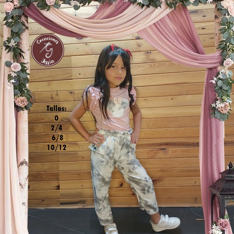 Conjunto dos piezas manga risada Minnie con perlas