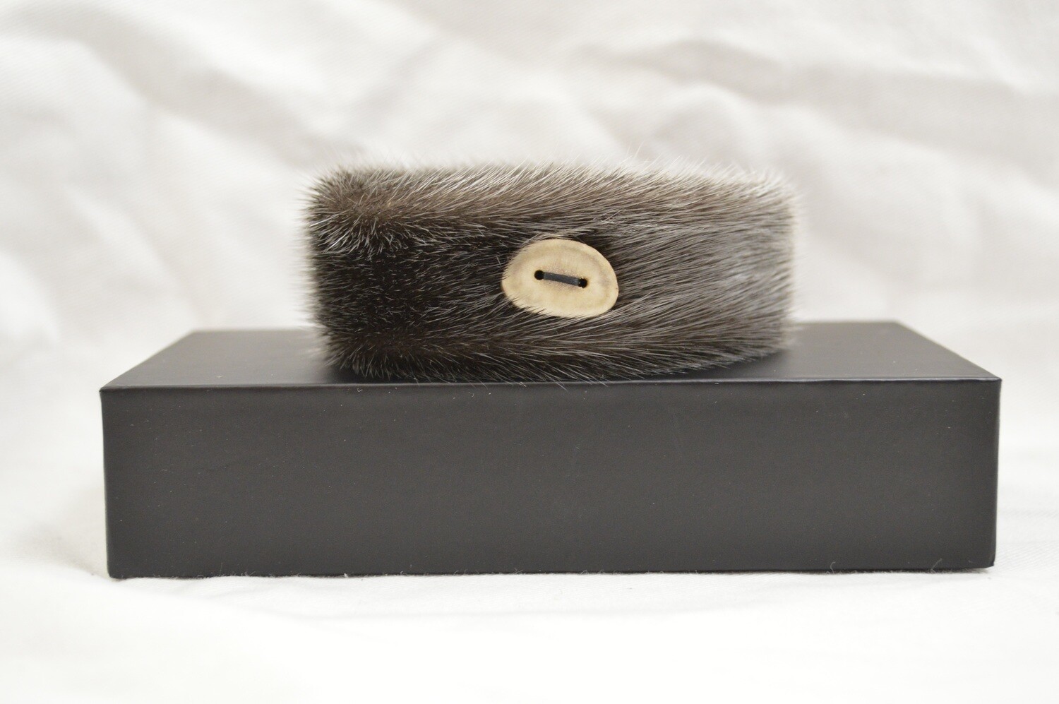 Natural Slip on Sealskin Bracelet with Caribou Antler
