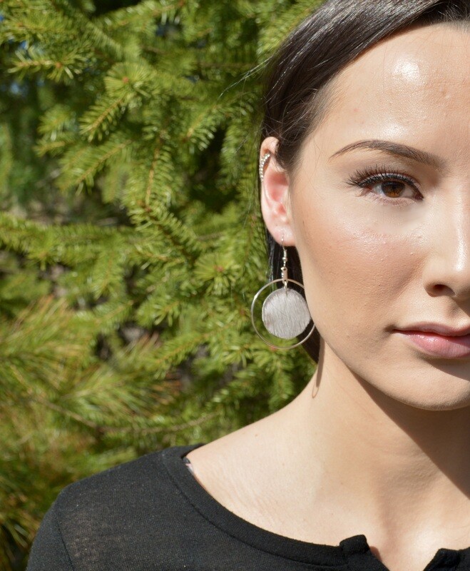 Sealskin Hoop Earring- Natural/silver