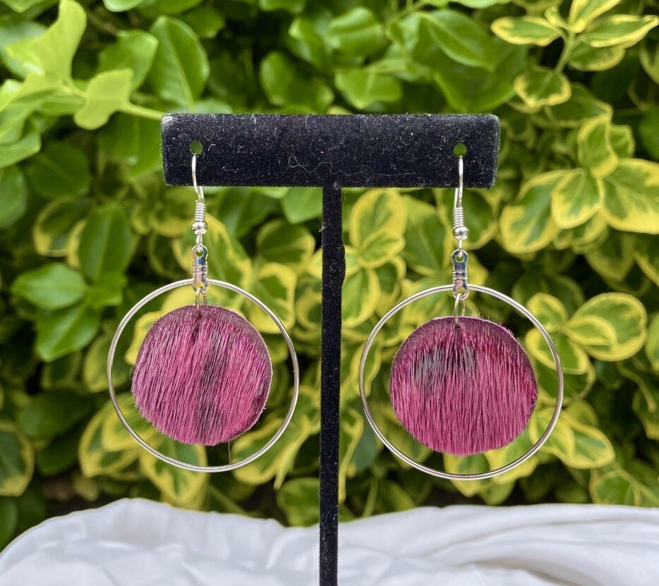 Sealskin Hoop Earring- Fuchsia