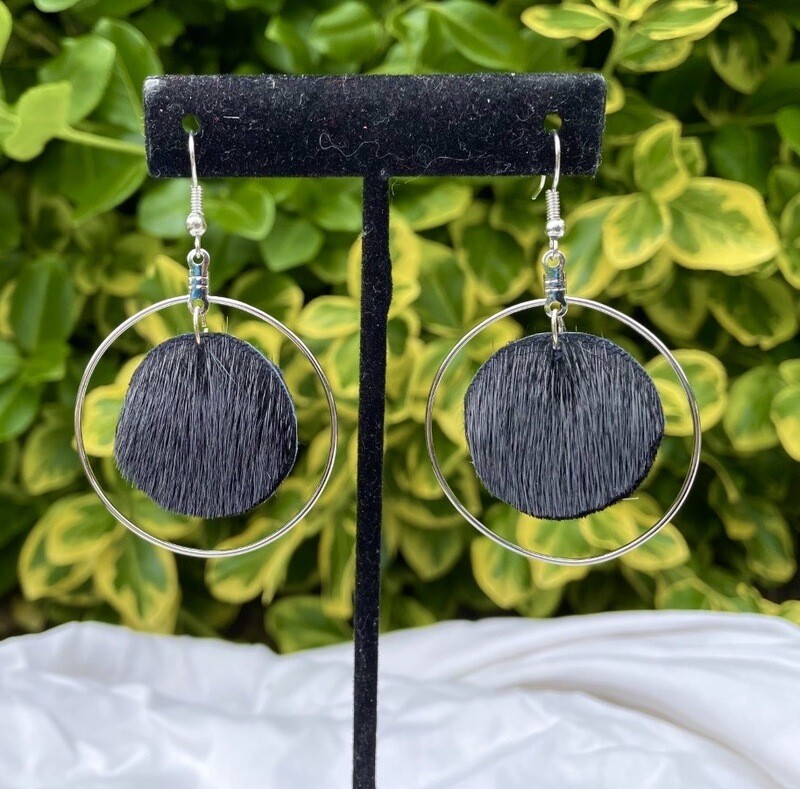 Sealskin Hoop Earring- Black